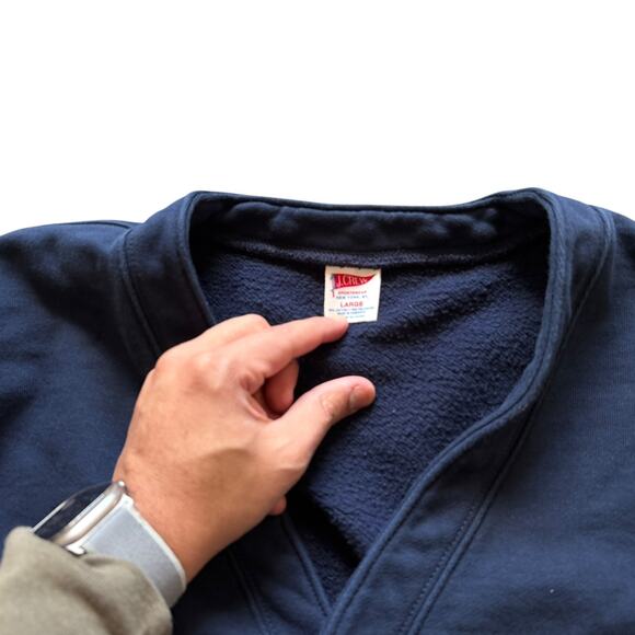 J. Crew Colorblock Cardigan Sweater Men Large Navy Red Green V-Neck Pockets - Picture 3 of 5